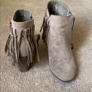 Brown tassle booties